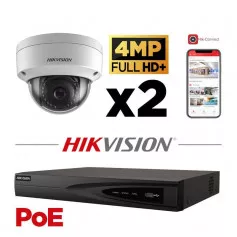 Kit vidéosurveillance 2 caméras anti-vandalisme Hikvision 4MP H265+ vision de nuit 30 mètres EXIR 2.0