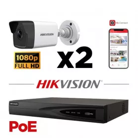 Kit vidéosurveillance POE 2 caméras IP tube full HD 2MP