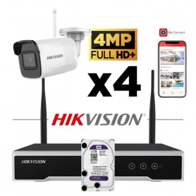 Kit vidéosurveillance Hikvision sans fil WIFI 4 caméras tube 4MP H265+