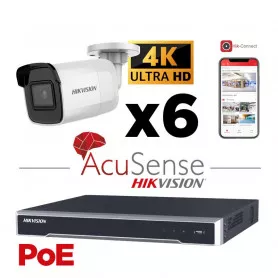 Kit vidéosurveillance AcuSense 4K H265+ PoE 6 caméras IP vision de nuit 40 mètres