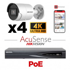 Kit vidéosurveillance 4 caméras Hikvision 4K H265+ Intelligence artificielle AcuSense vision de nuit 40 mètres