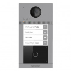 Interphone vidéo sans fil avec lecteur de badge 4 boutons d'appel Hikvision DS-KV8413-WME1(B)